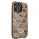 Guess iPhone 13 Pro Max Cover Printed Stripe Bottom Brun