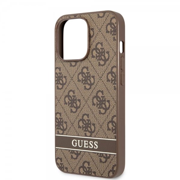 Guess iPhone 13 Pro Max Cover Printed Stripe Bottom Brun