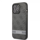 Guess iPhone 13 Pro Max Cover Printed Stripe Bottom Grå