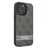 Guess iPhone 13 Pro Max Cover Printed Stripe Bottom Grå