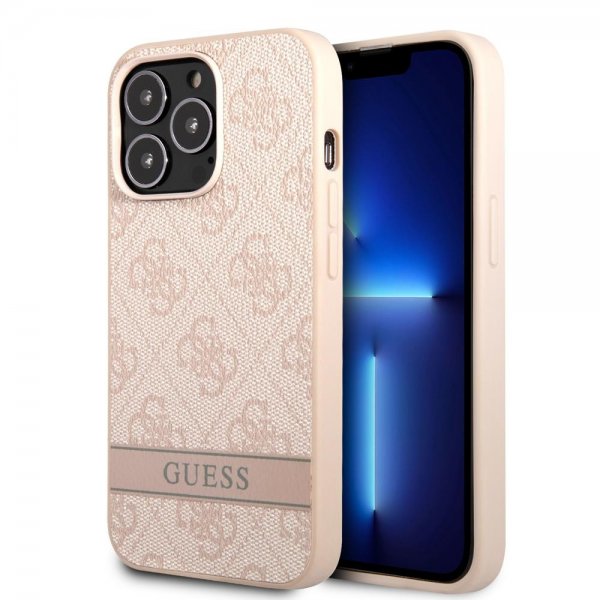 Guess iPhone 13 Pro Max Cover Printed Stripe Bottom Rosa