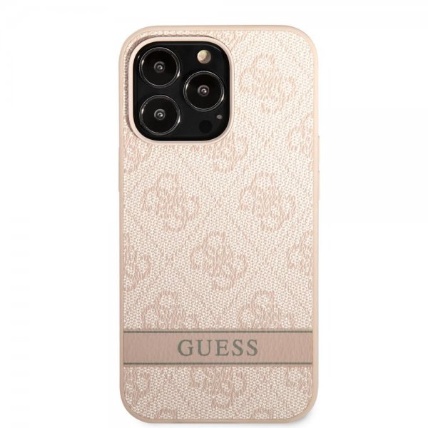 Guess iPhone 13 Pro Max Cover Printed Stripe Bottom Rosa