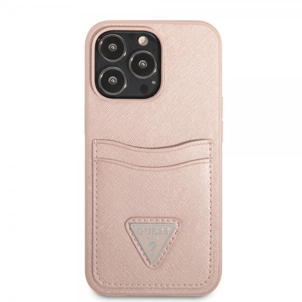 Guess iPhone 13 Pro Max Cover Saffiano Double Cardslot Rosa