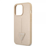 Guess iPhone 13 Pro Max Cover Saffiano Metal Triangle Beige