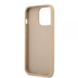Guess iPhone 13 Pro Max Cover Saffiano Metal Triangle Beige
