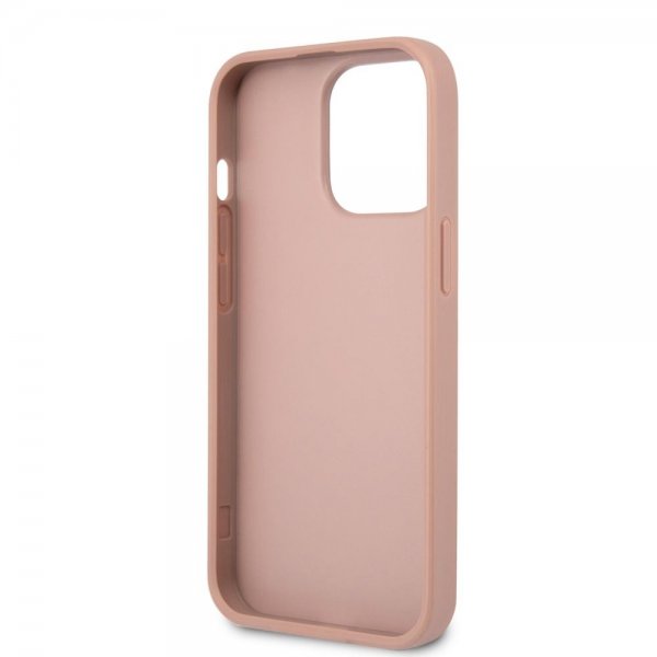 Guess iPhone 13 Pro Max Cover Saffiano Metal Triangle Rosa