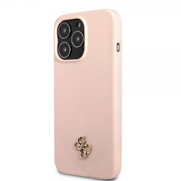 Guess iPhone 13 Pro Max Cover Silikone Metal Logo 4G Light Pink