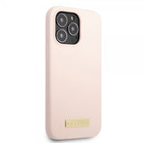 Guess iPhone 13 Pro Max Cover Silicone Metal Plate MagSafe Rosa