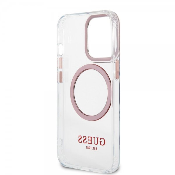 Guess iPhone 13 Pro Max Cover Transparent MagSafe Pink Transparent