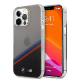 BMW iPhone 13 Pro Max Cover Tricolor Stripe Transparent Sort