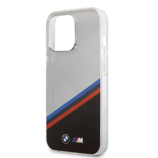 BMW iPhone 13 Pro Max Cover Tricolor Stripe Transparent Sort