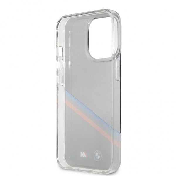 BMW iPhone 13 Pro Max Cover Tricolor Stripe Transparent Sort