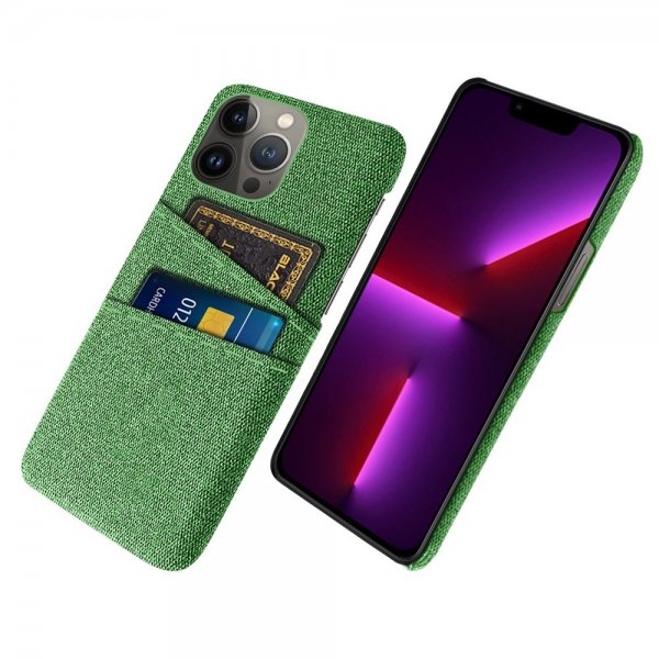 iPhone 13 Pro Max Cover To Kortlommer Stof Grøn