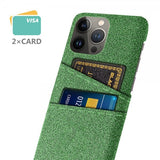 iPhone 13 Pro Max Cover To Kortlommer Stof Grøn