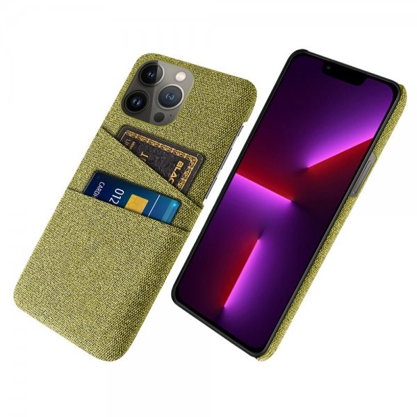iPhone 13 Pro Max Cover To Kortlommer Stof Gul