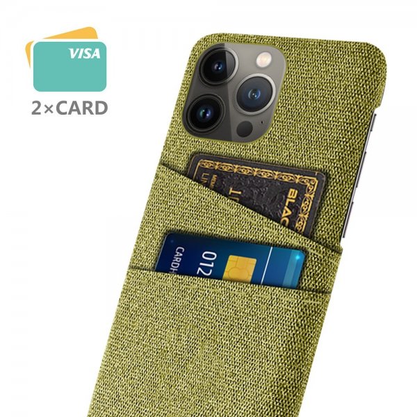 iPhone 13 Pro Max Cover To Kortlommer Stof Gul