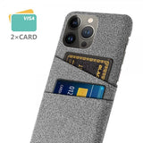 iPhone 13 Pro Max Cover To Kortlommer Stof Lysegrå