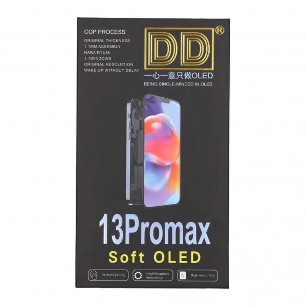 iPhone 13 Pro Max Soft OLED-skærm Høj Kvalitet Sort (DD-mærke)