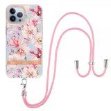iPhone 13 Pro Cover Blomstermønster Rem Rosa Gardenia