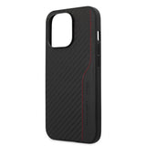 AMG iPhone 13 Pro Cover Kulfiber Effekt Syninger Sort