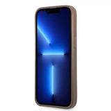 Guess iPhone 13 Pro Cover Double Cardslot Metal Triangle Brun