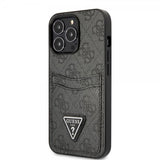 Guess iPhone 13 Pro Cover Dobbelt Kortlomme Metal Triangle Sort