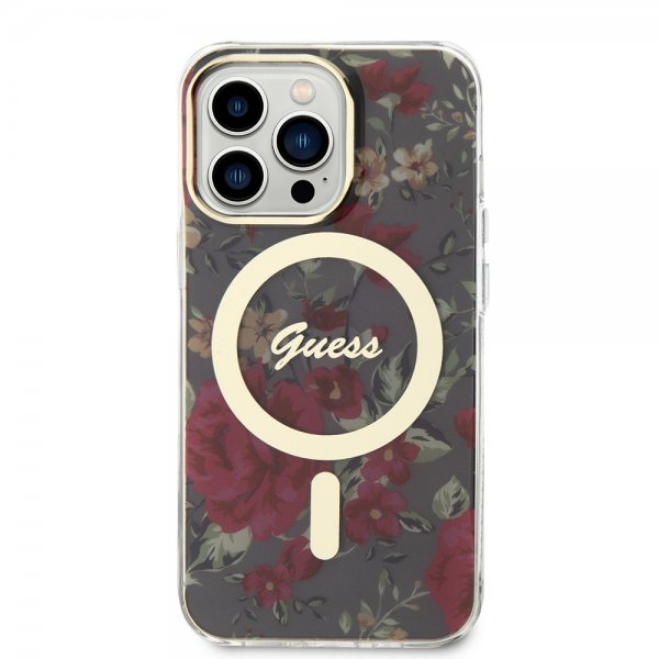 Guess iPhone 13 Pro Cover Flower MagSafe Kaki