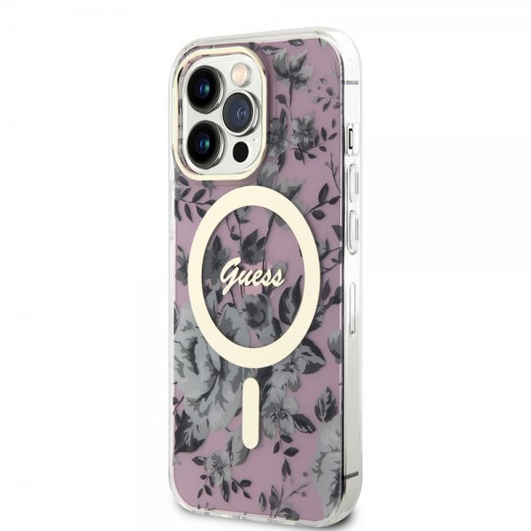 Guess iPhone 13 Pro Cover Flower MagSafe Rosa
