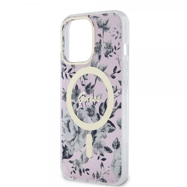 Guess iPhone 13 Pro Cover Flower MagSafe Rosa