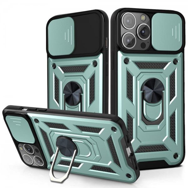 iPhone 13 Pro Cover Kamerabeskyttelse Standfunktion Grøn
