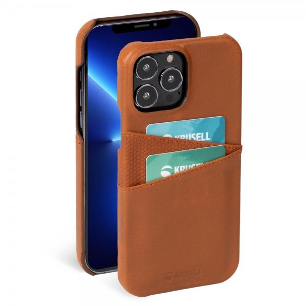 Krusell iPhone 13 Pro Cover Leather CardCover Cognac Brun