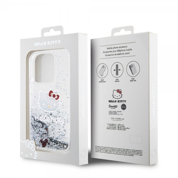 Hello Kitty iPhone 13 Pro Cover Liquid Glitter Gennemsigtig