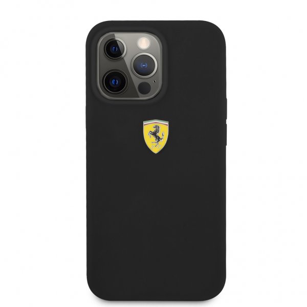 Ferrari iPhone 13 Pro Cover Liquid Silicone Metal Logo Sort