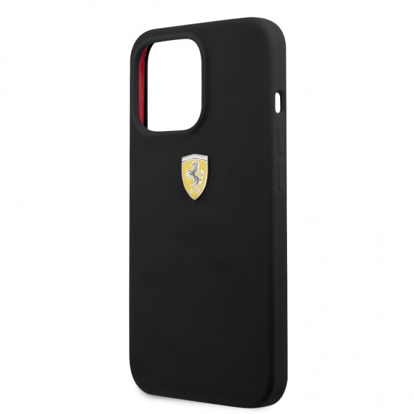Ferrari iPhone 13 Pro Cover Liquid Silicone Metal Logo Sort