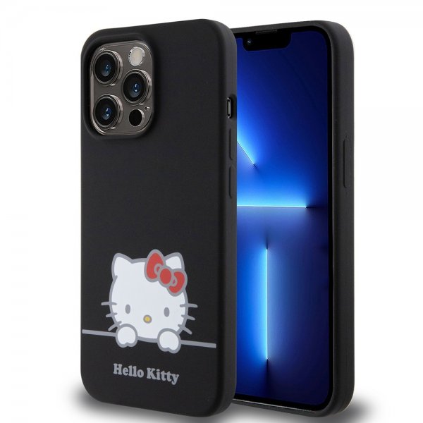Hello Kitty iPhone 13 Pro Skal Liquid Silicone Sort