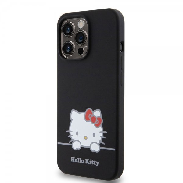 Hello Kitty iPhone 13 Pro Skal Liquid Silicone Sort