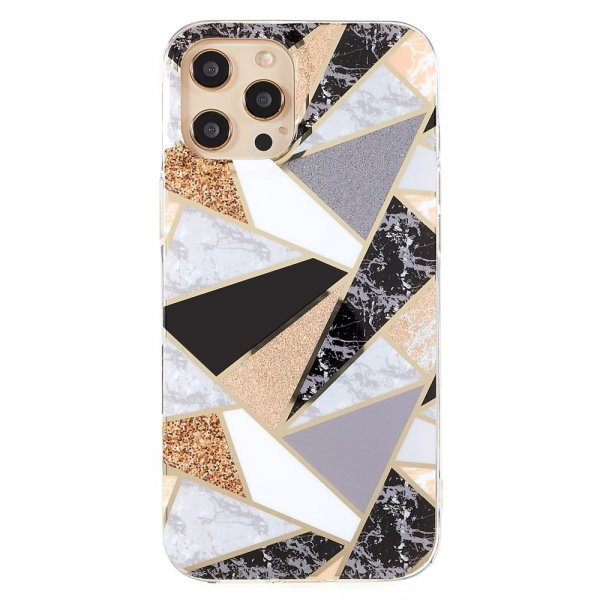 iPhone 13 Pro Cover Marmor Mønster Sort Hvid