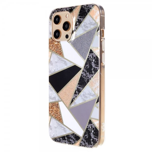 iPhone 13 Pro Cover Marmor Mønster Sort Hvid