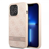 Guess iPhone 13 Pro Cover Printed Stripe Bottom Rosa
