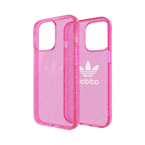 Adidas iPhone 13 Pro Cover Protective Clear Case Glitter Rosa