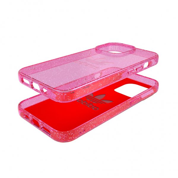 Adidas iPhone 13 Pro Cover Protective Clear Case Glitter Rosa