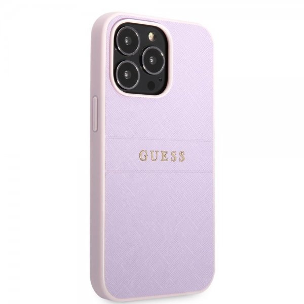 Guess iPhone 13 Pro Cover Saffiano Metal Logo Lilla
