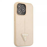 Guess iPhone 13 Pro Skal Saffiano Metal Triangle Beige