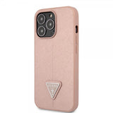 Guess iPhone 13 Pro Cover Saffiano Metal Triangle Rose