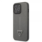 Guess iPhone 13 Pro Cover Saffiano Metal Triangle Silver