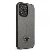 Guess iPhone 13 Pro Cover Saffiano Metal Triangle Silver