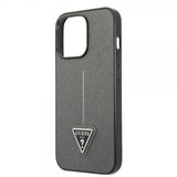 Guess iPhone 13 Pro Cover Saffiano Metal Triangle Silver