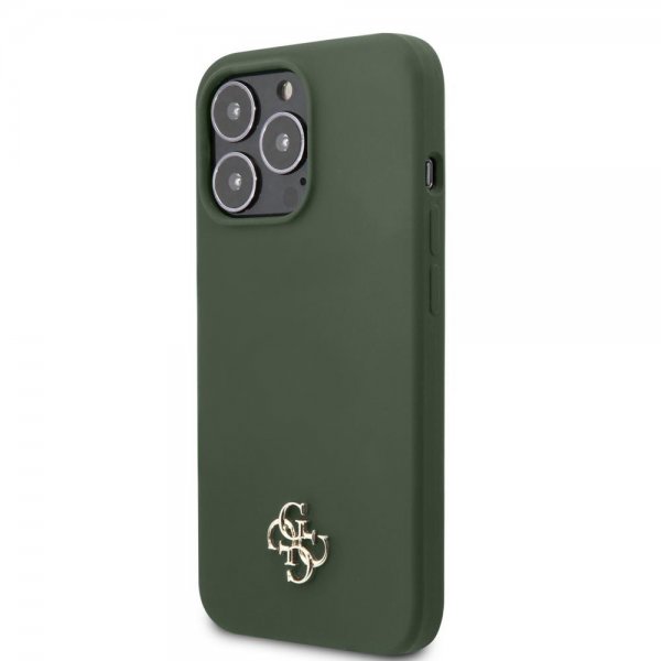 Guess iPhone 13 Pro Cover Silikone Metal Logo 4G Grøn