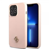 Guess iPhone 13 Pro Cover Silikone Metal Logo 4G Lyserød