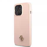 Guess iPhone 13 Pro Cover Silikone Metal Logo 4G Lyserød